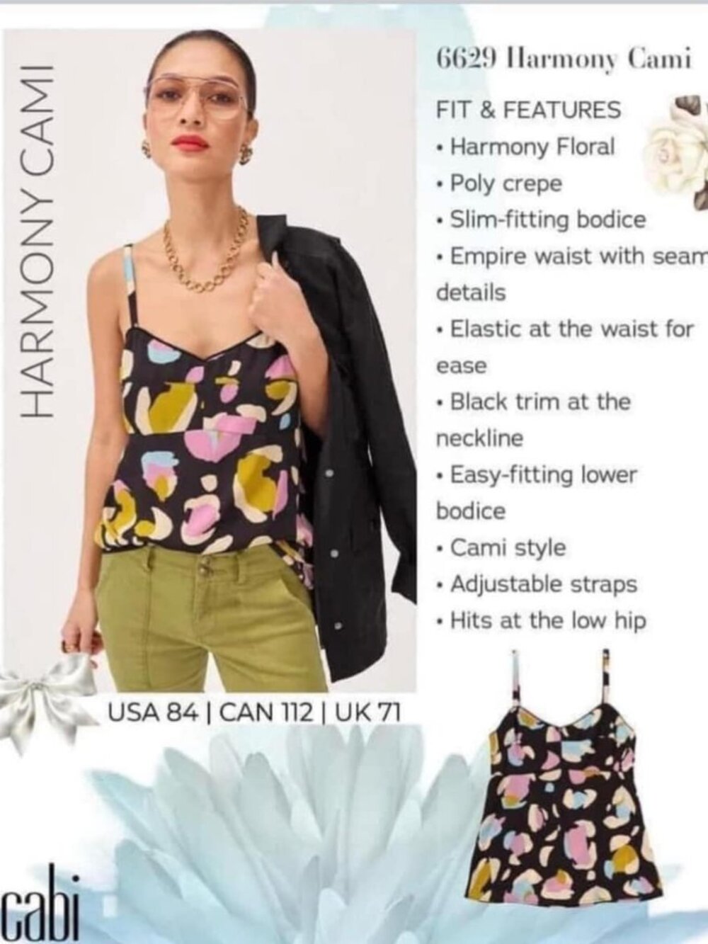 NWT | Cabi 6629 Harmony Cami